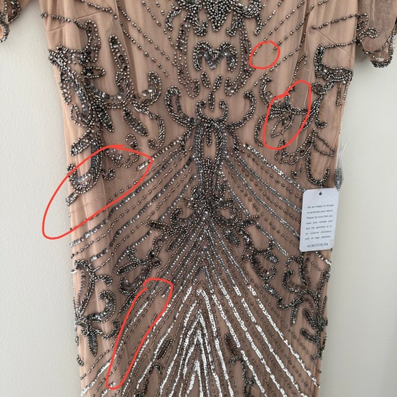 Pisarro Nights Beaded V Neck Short Sleeve Maxi Dress Formal Evening Gown Size 8 - Picture 4 of 9